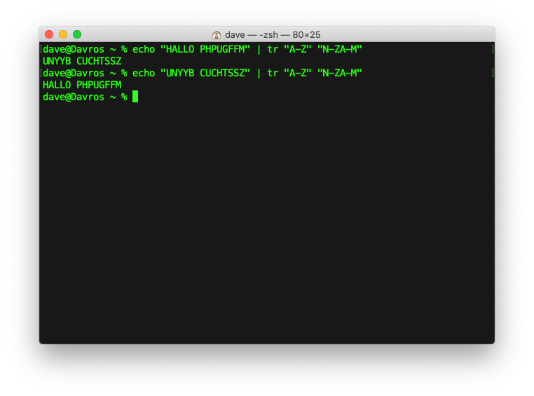 ROT13 with shell command tr